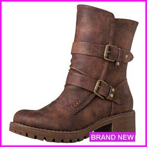 Lace Up Mid Calf Motorcycle Boots Combat Riding Military Fashion Festival